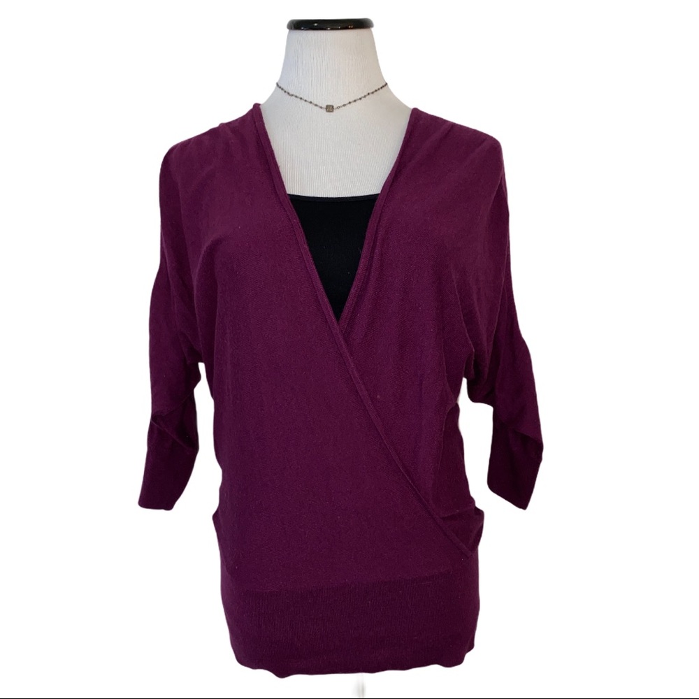 Loft Purple Surplice 3/4 sleeve sweater
